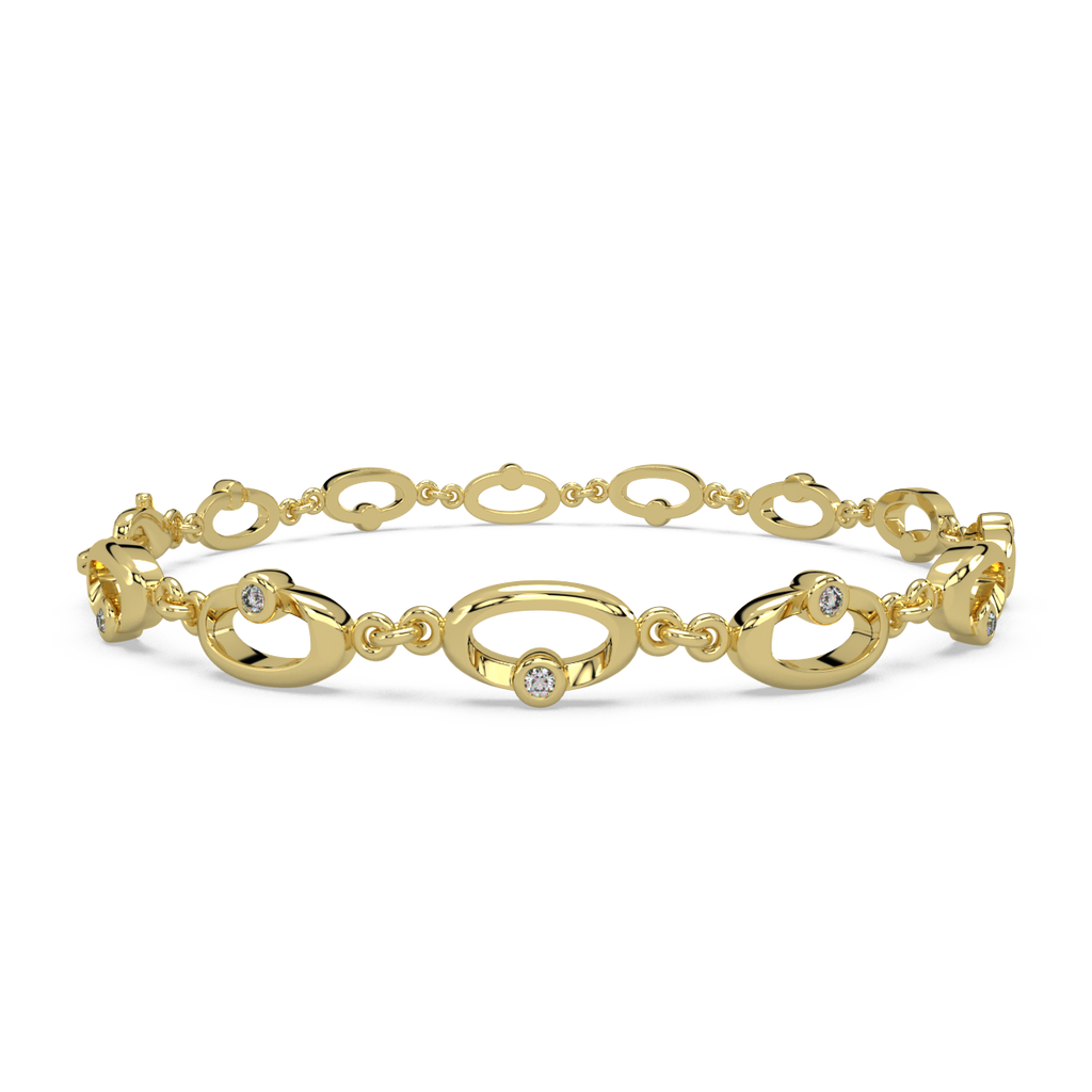 Whimsical Swirls Gold and Diamond Bracelet