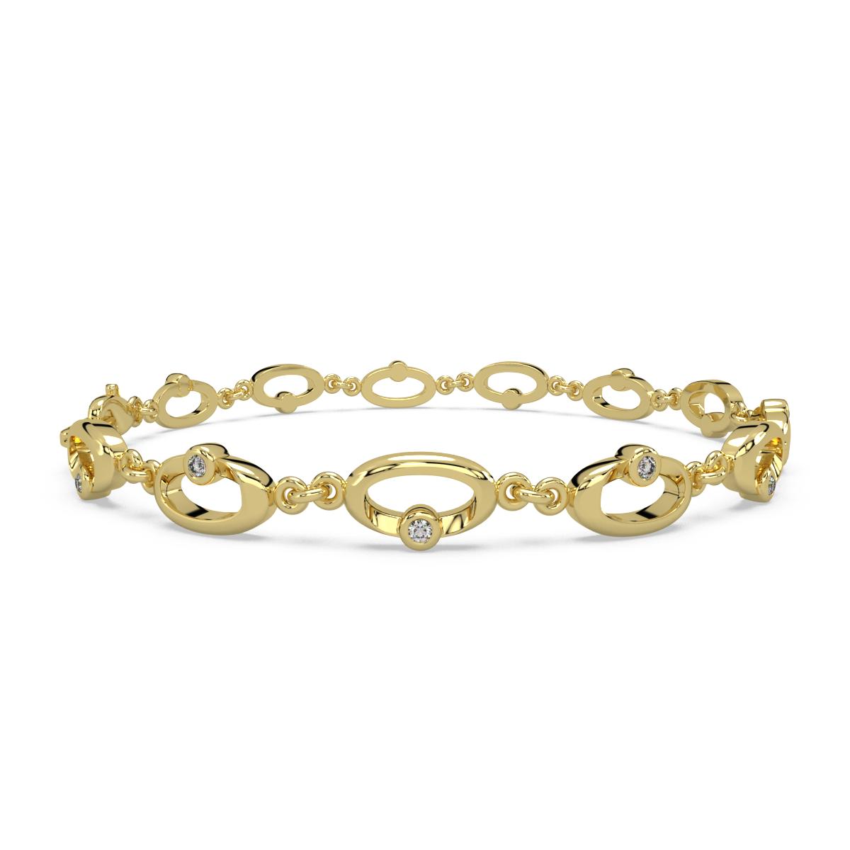 Whimsical Swirls Gold and Diamond Bracelet