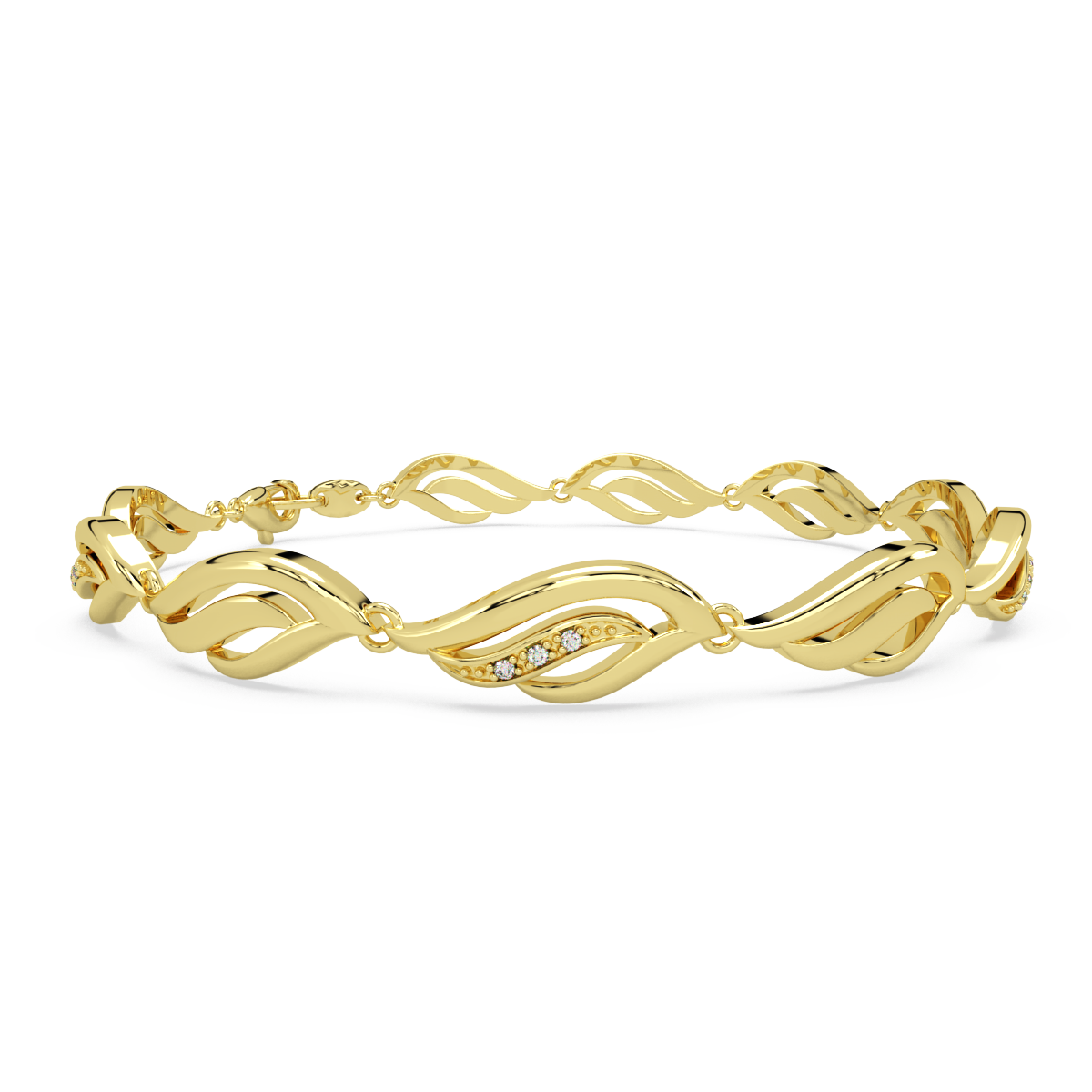 Mystical Waves Gold and Diamond Bracelet
