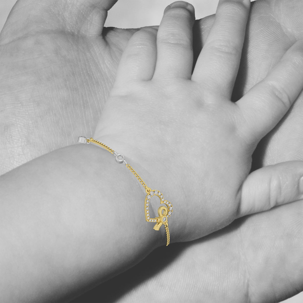 Pure Hearts Gold and Diamond Kids bracelet