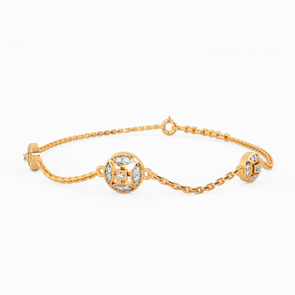 Enthralling Curvatures Gold and Diamond Bracelet