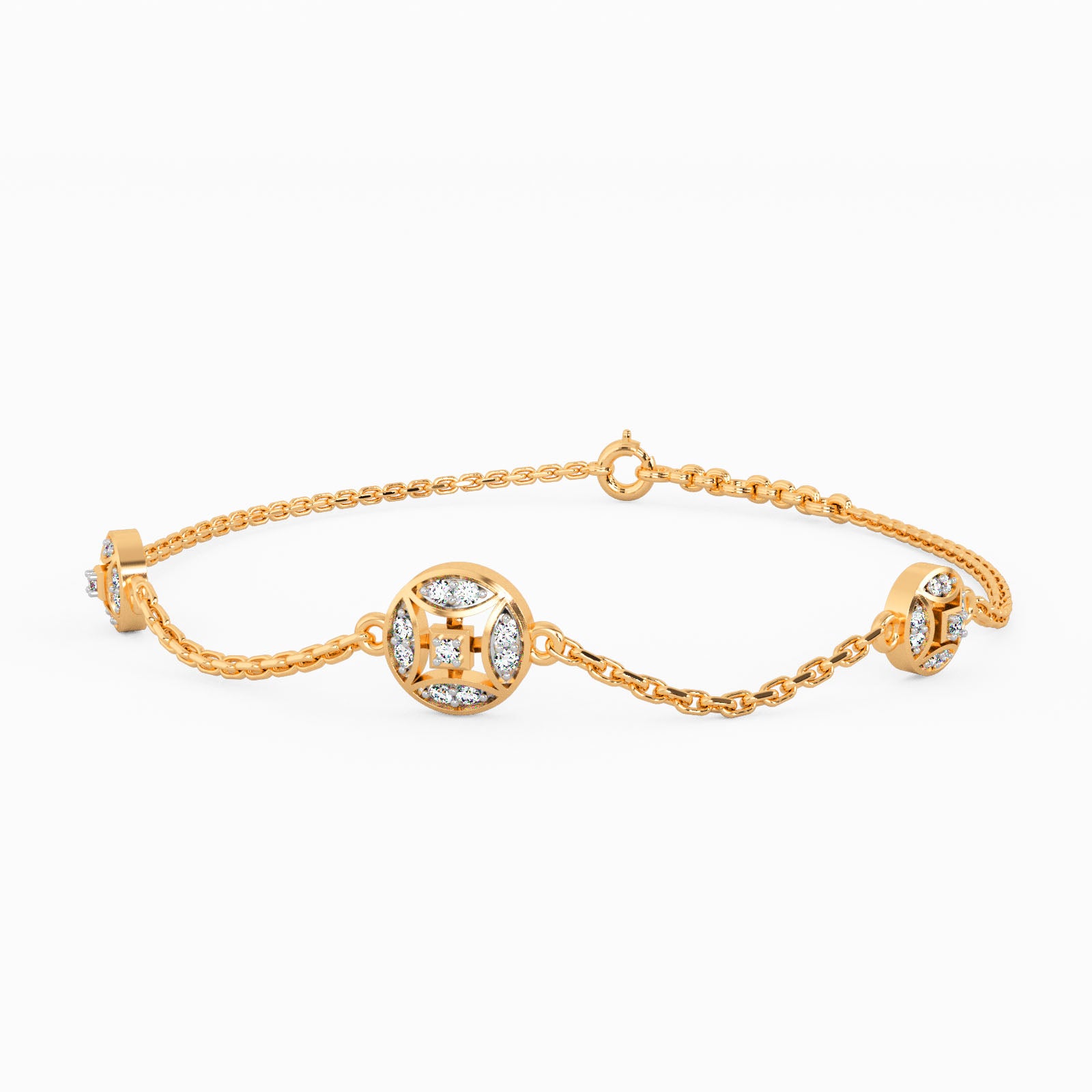 Enthralling Curvatures Gold and Diamond Bracelet