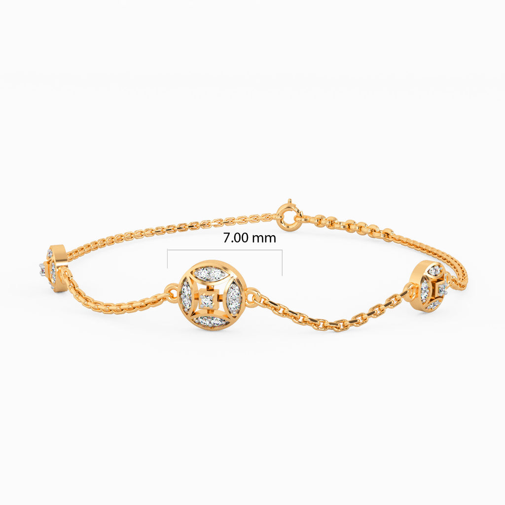Enthralling Curvatures Gold and Diamond Bracelet