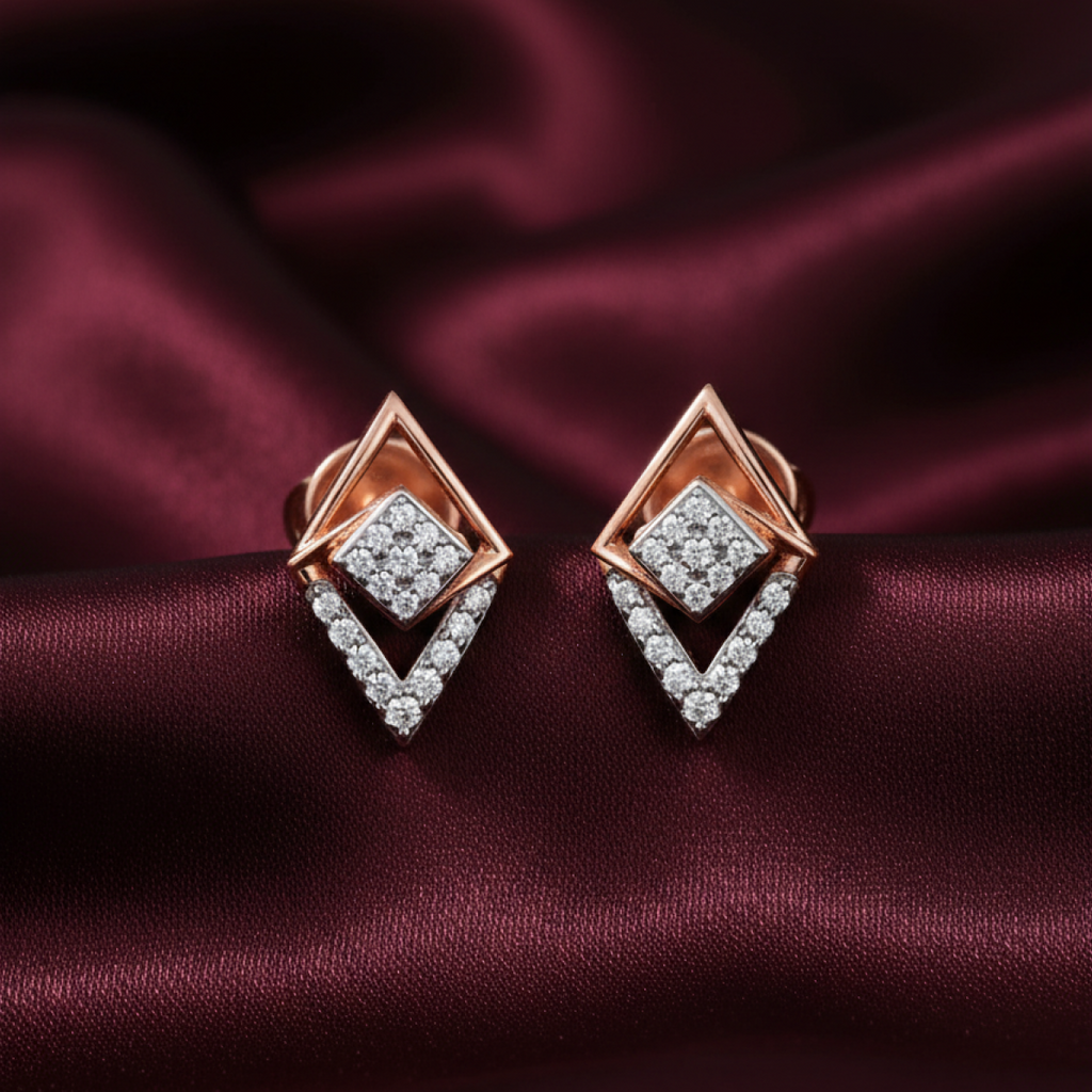 Sunlit Carvings Gold and Diamond Earrings