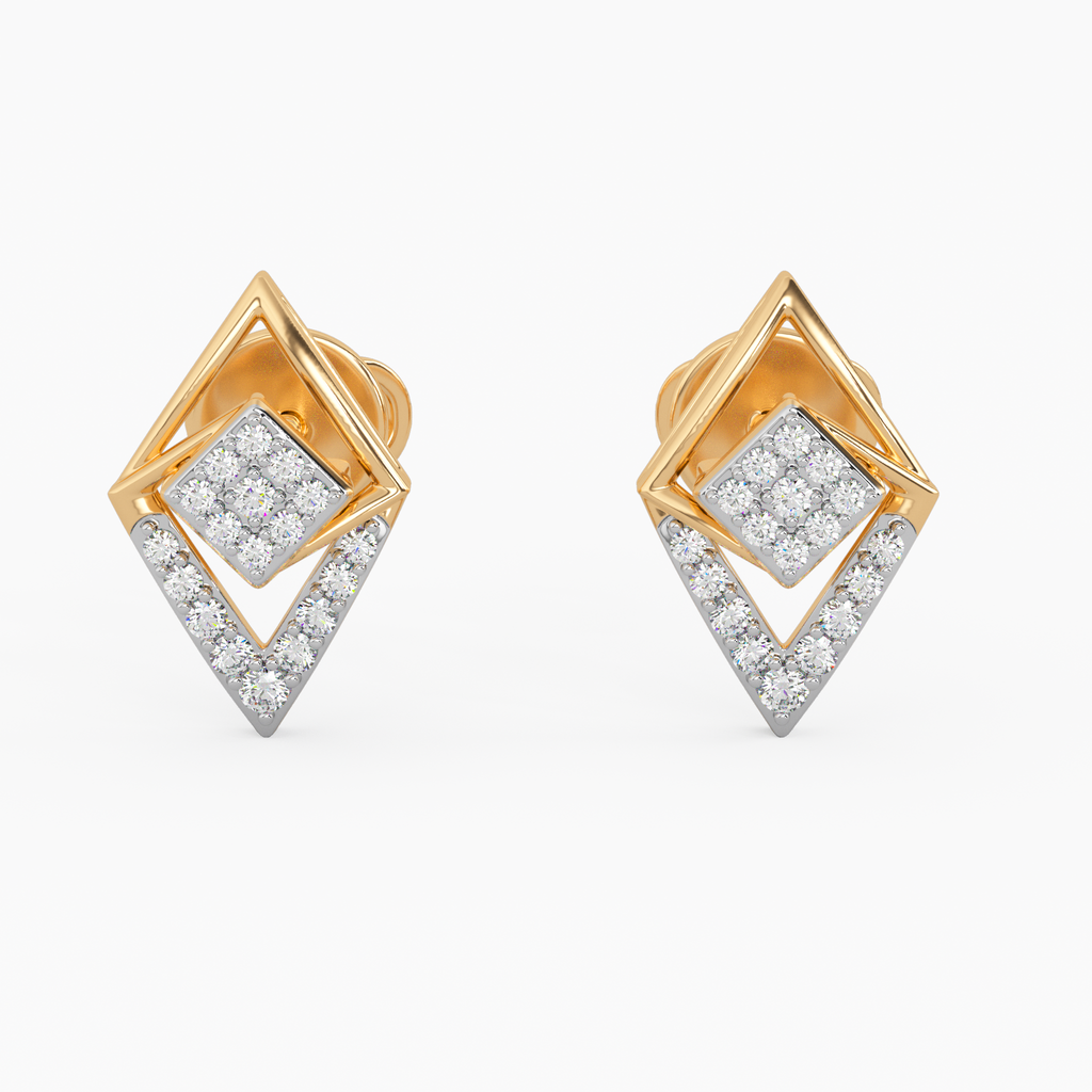 Sunlit Carvings Gold and Diamond Earrings