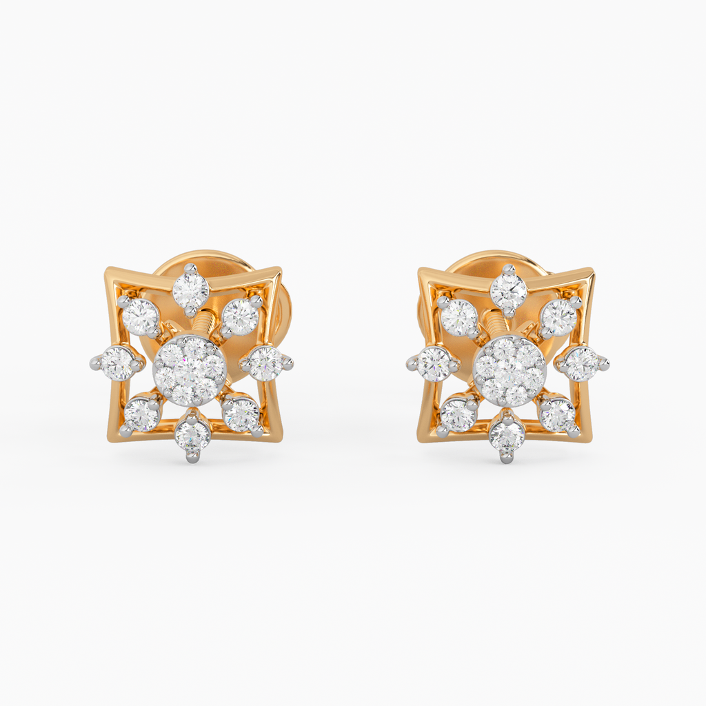 Majestic Exuberance Gold and Diamond Earrings