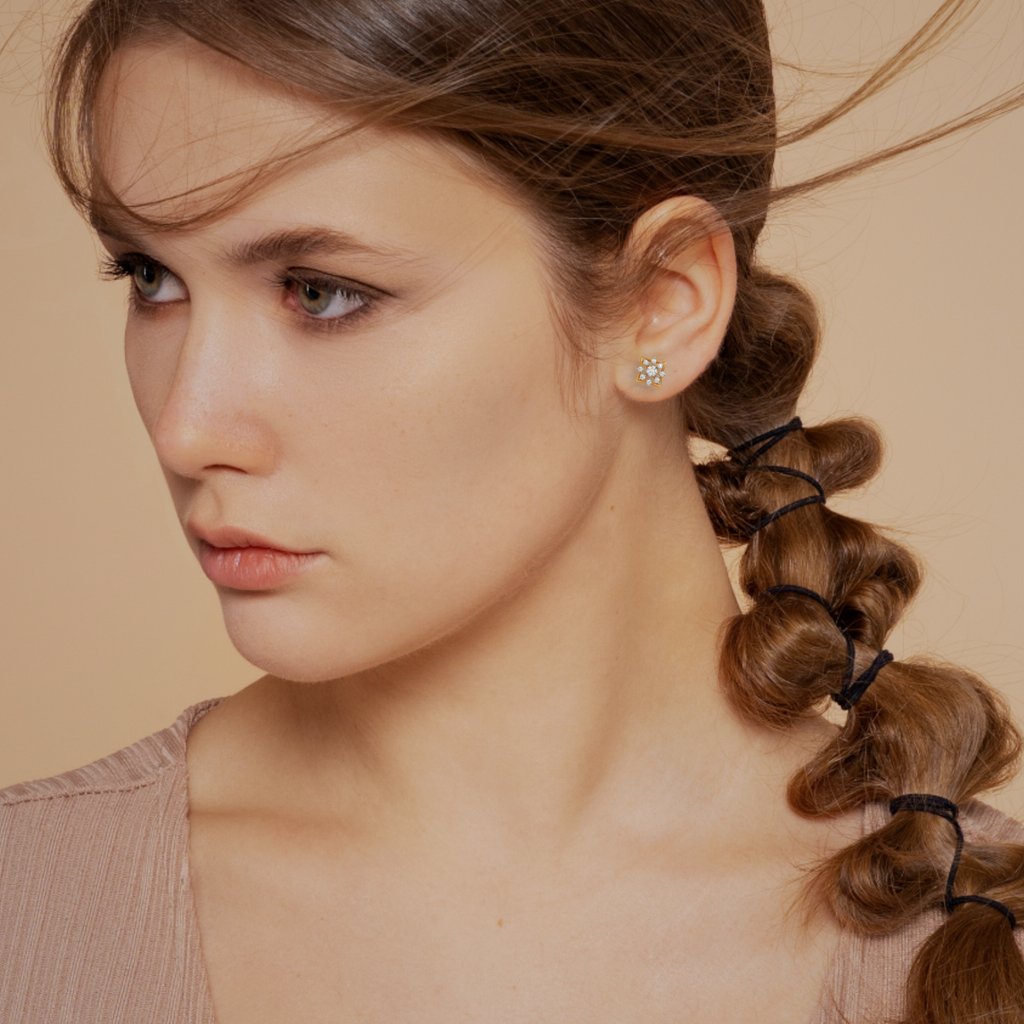 Majestic Exuberance Gold and Diamond Earrings