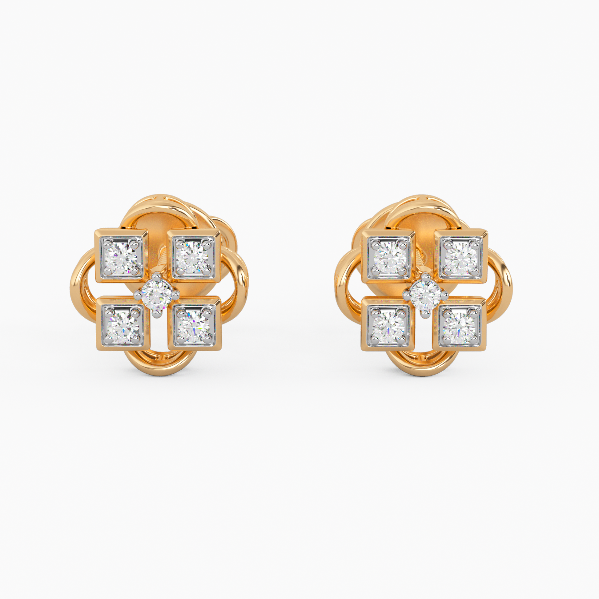 Modern Mess Gold and Diamond Earrings