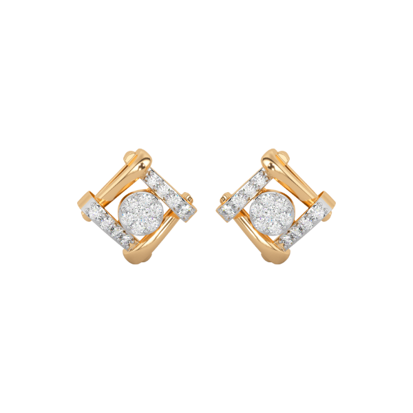 Polished Expression Gold and Diamond Earrings