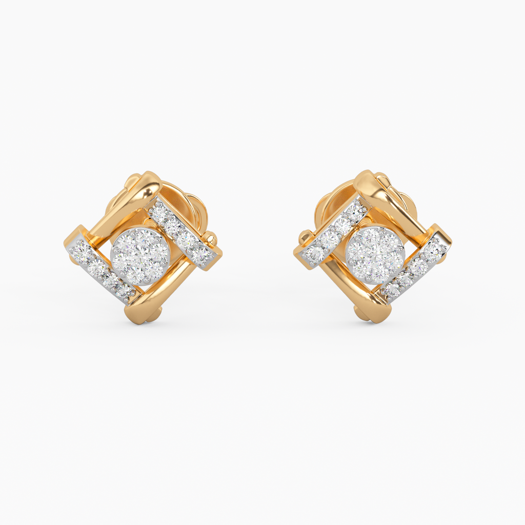 Polished Expression Gold and Diamond Earrings