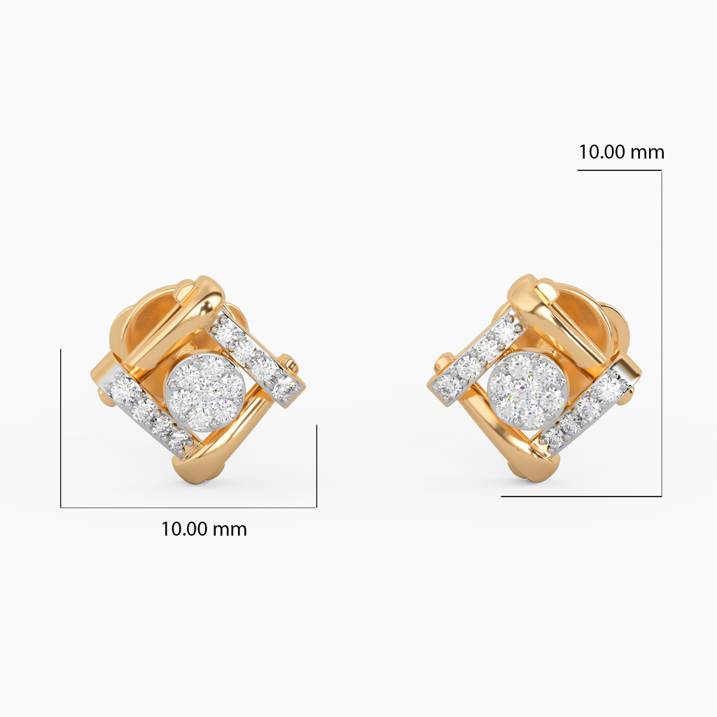 Polished Expression Gold and Diamond Earrings