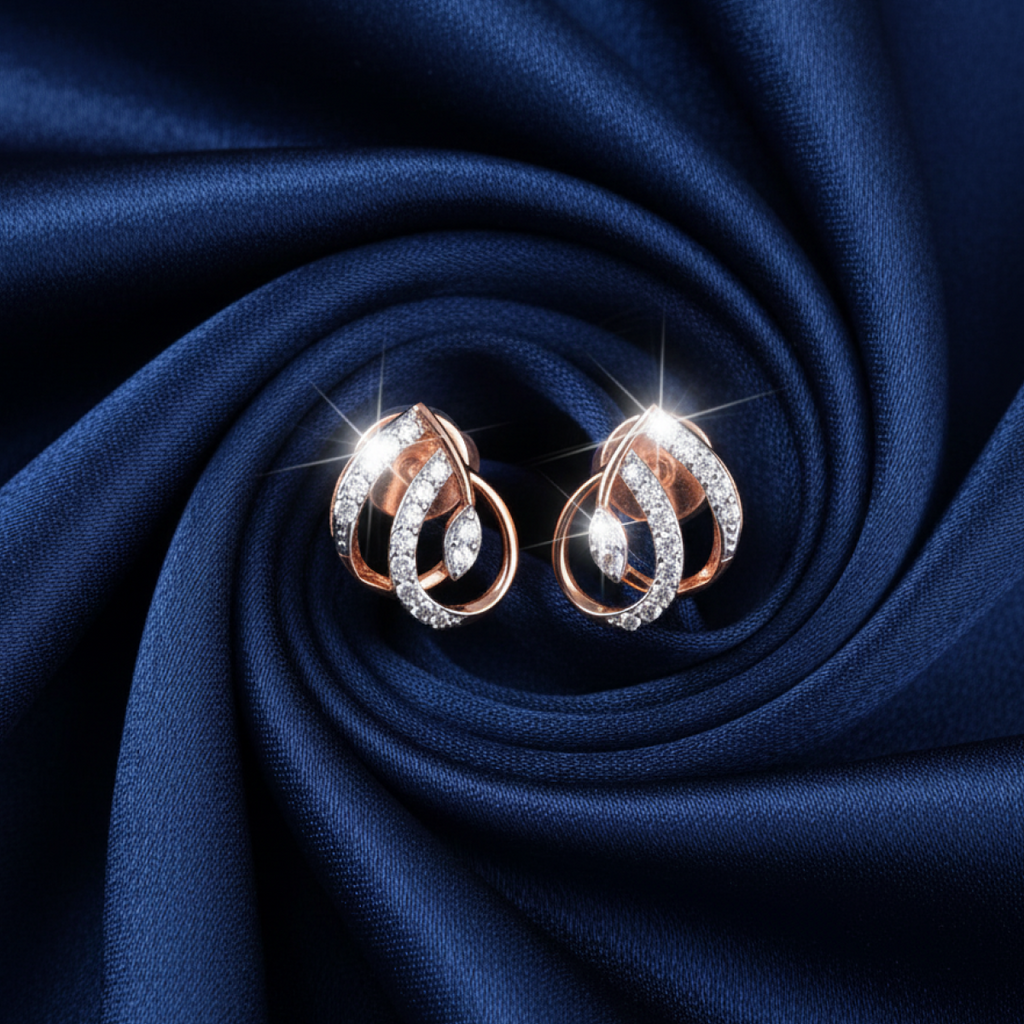 Sleek N Sexy Gold and Diamond Earrings