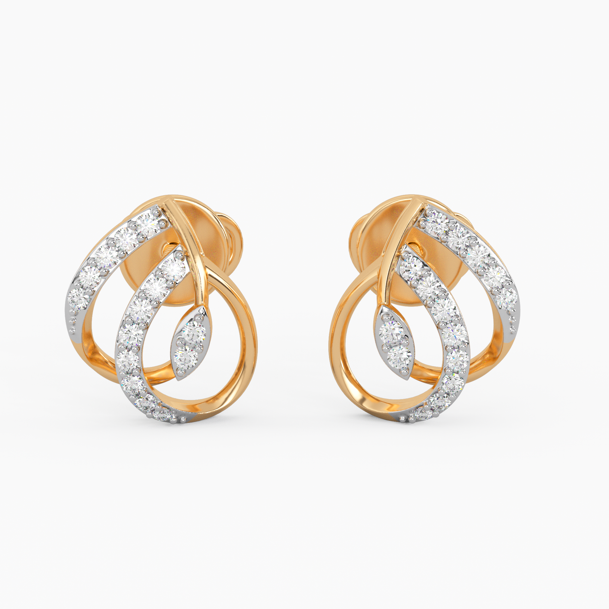 Sleek N Sexy Gold and Diamond Earrings
