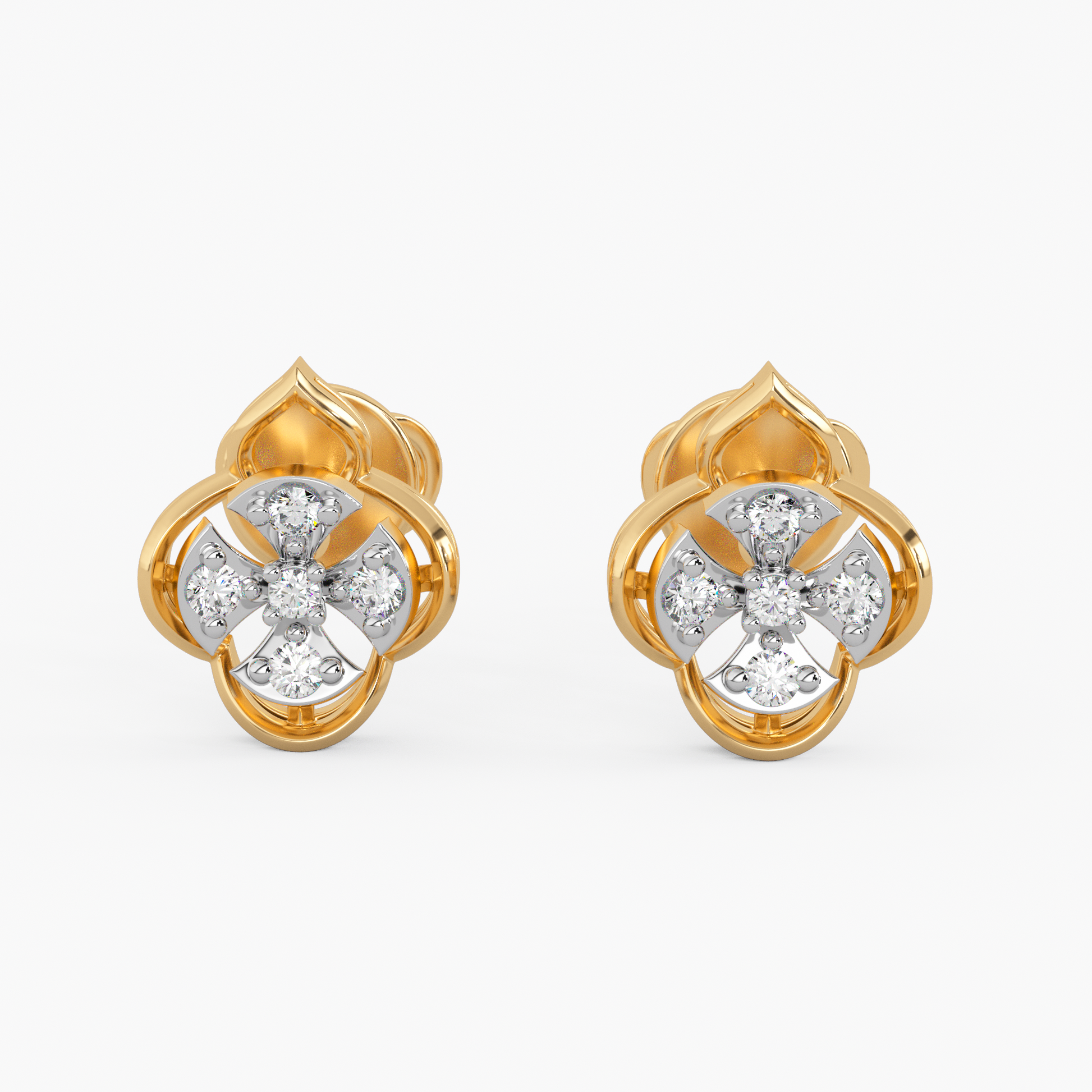 Refined Edges Gold and Diamond Earrings