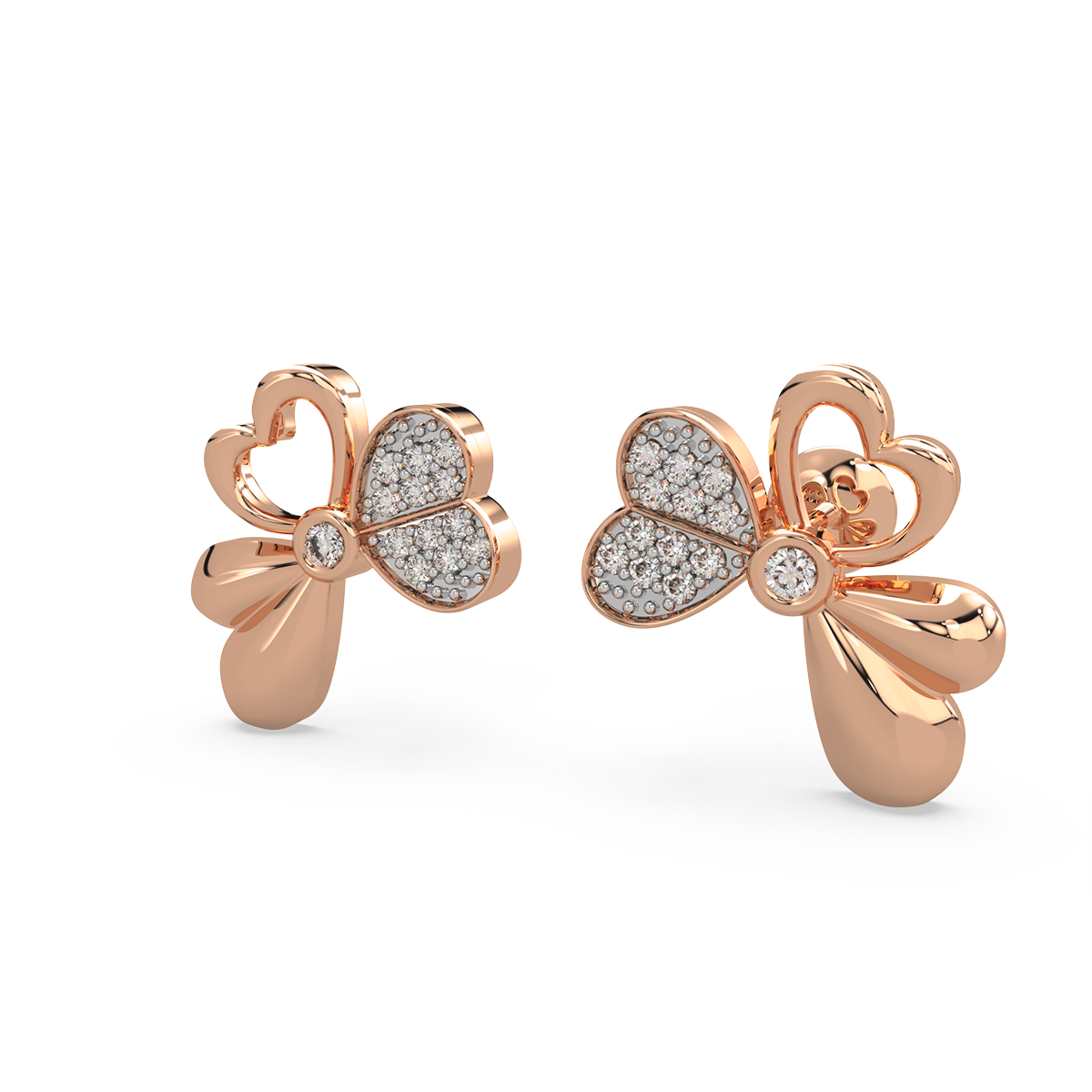 Tri Heart Diamond Earring