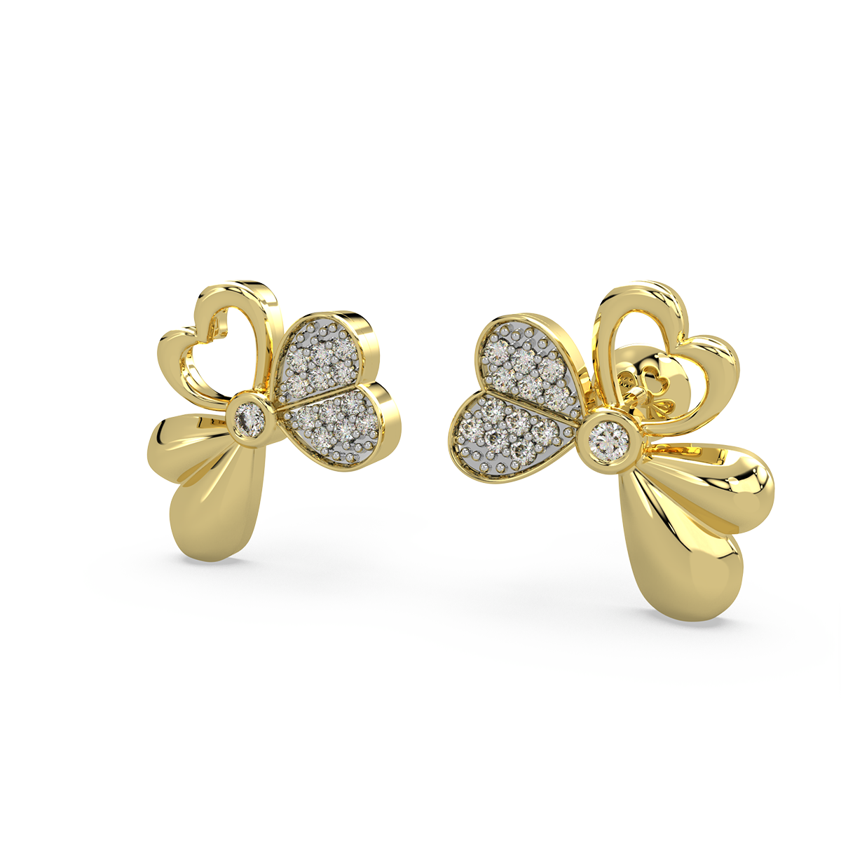 Tri Heart Diamond Earring