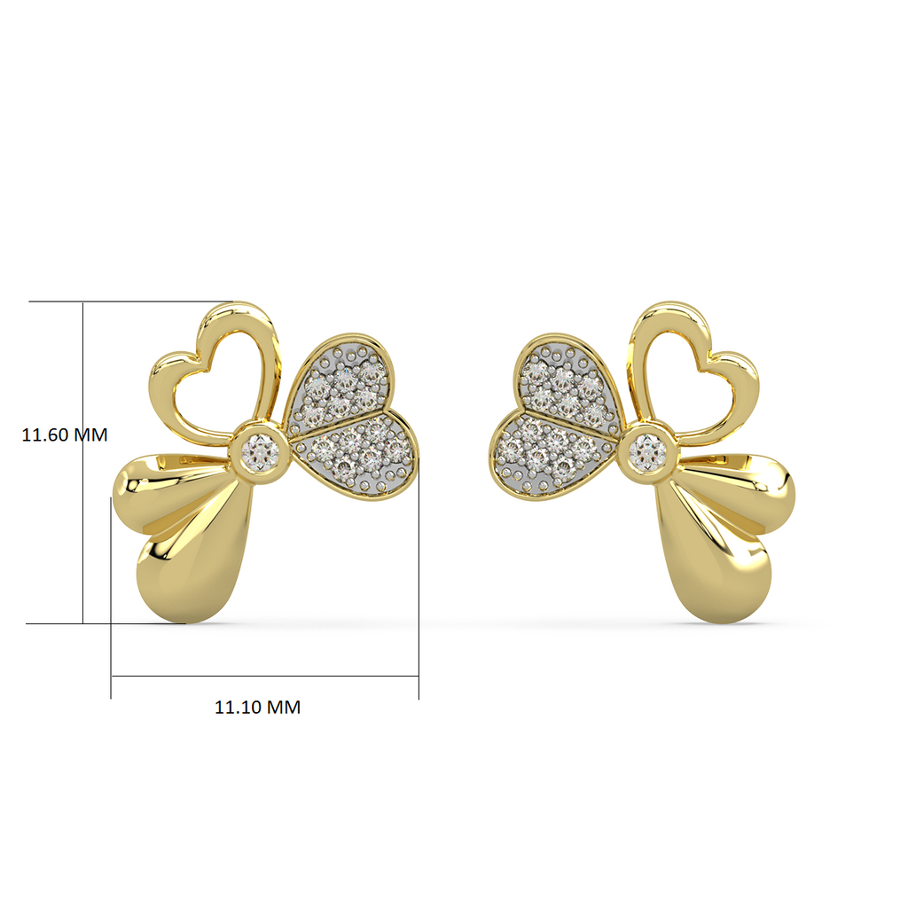 Tri Heart Diamond Earring