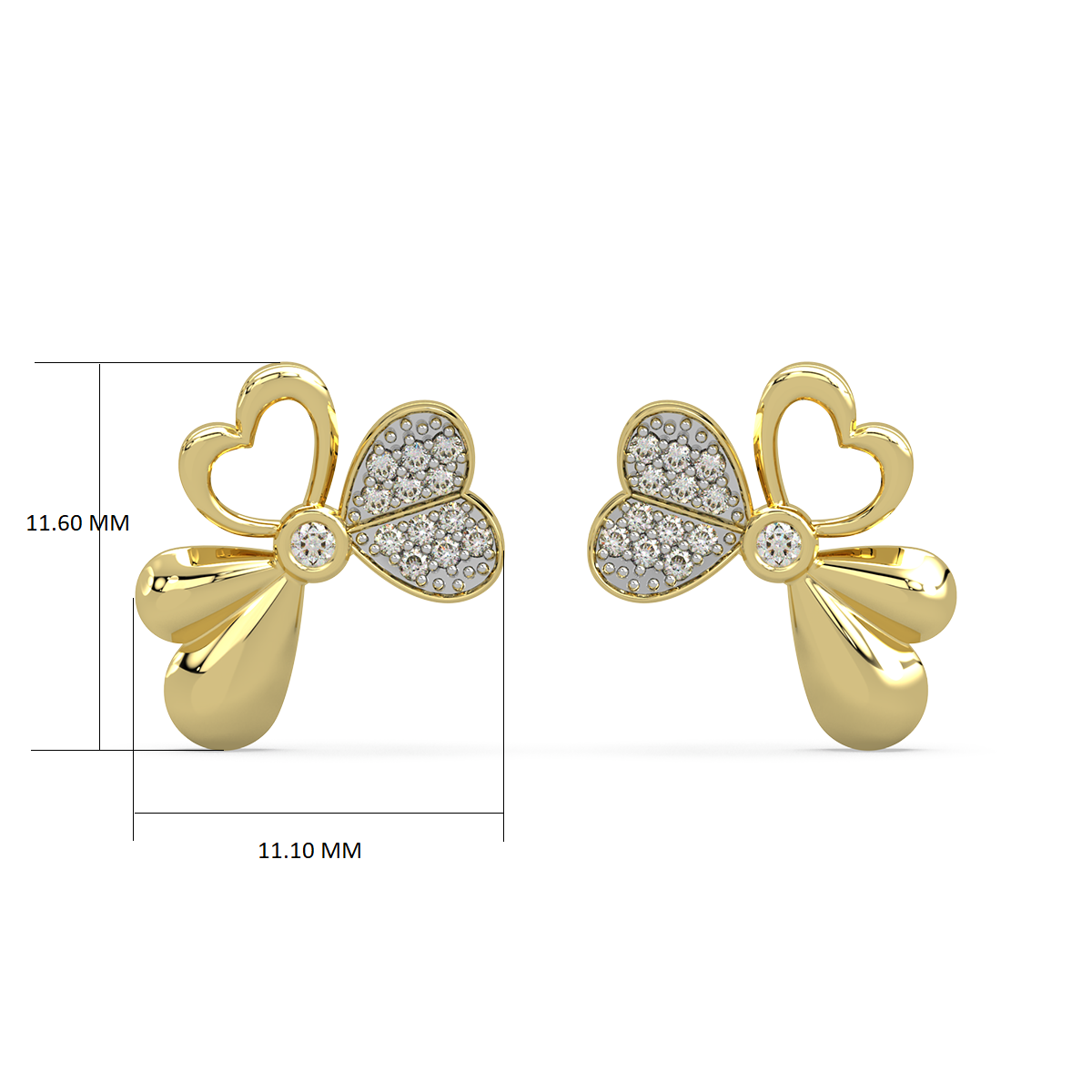 Tri Heart Diamond Earring