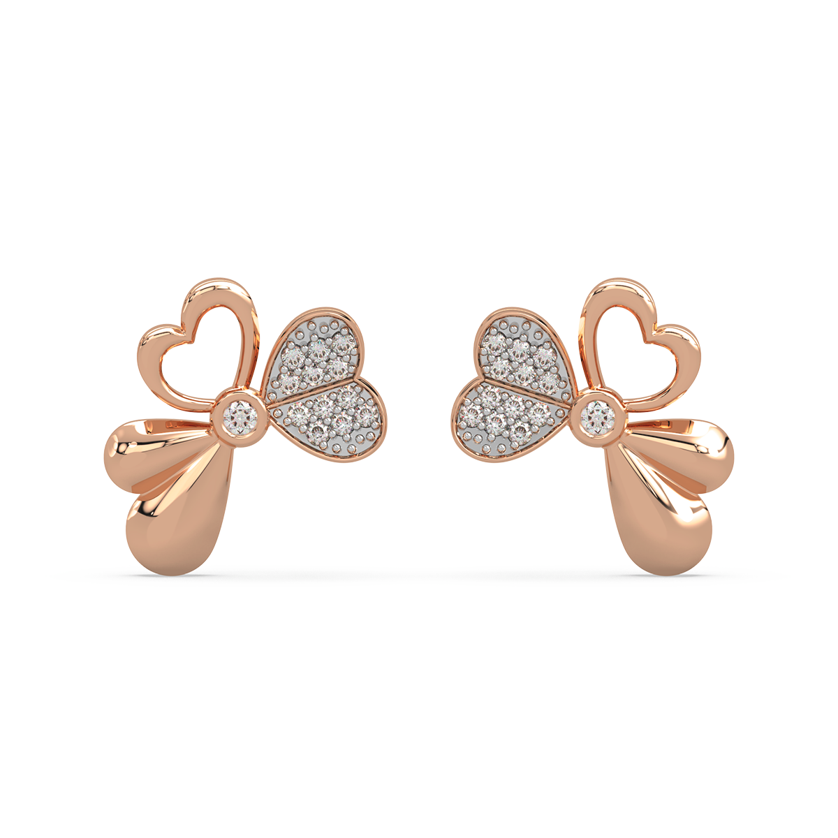 Tri Heart Diamond Earring