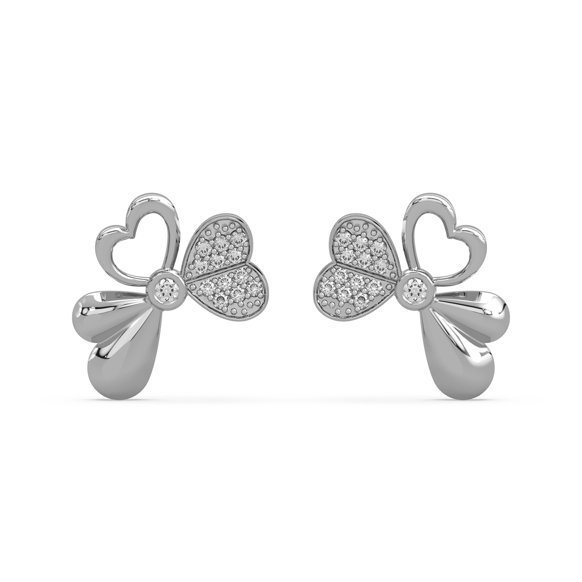Tri Heart Diamond Earring