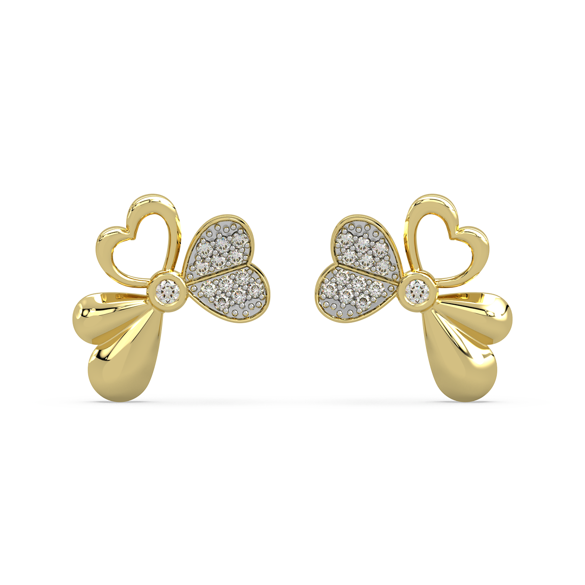 Tri Heart Diamond Earring