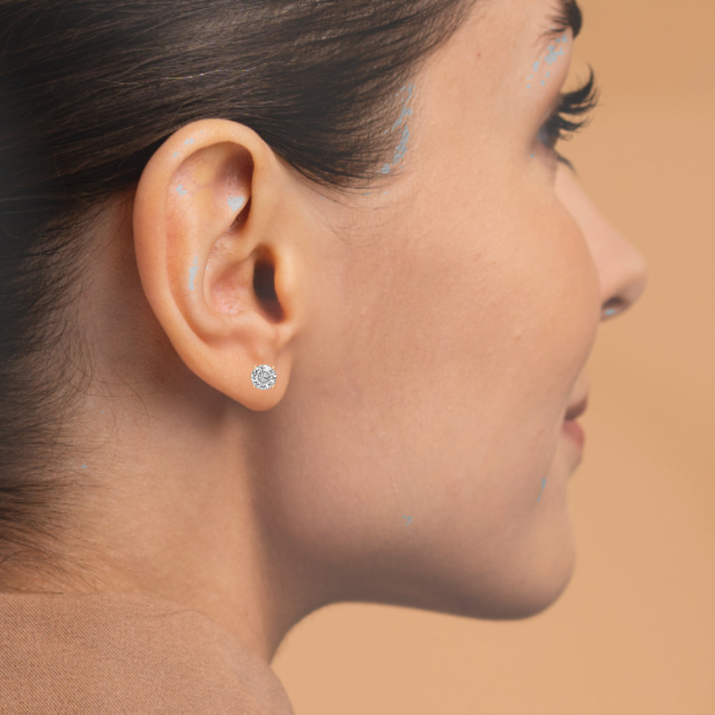 Slender Studs Gold and Diamond Earrings