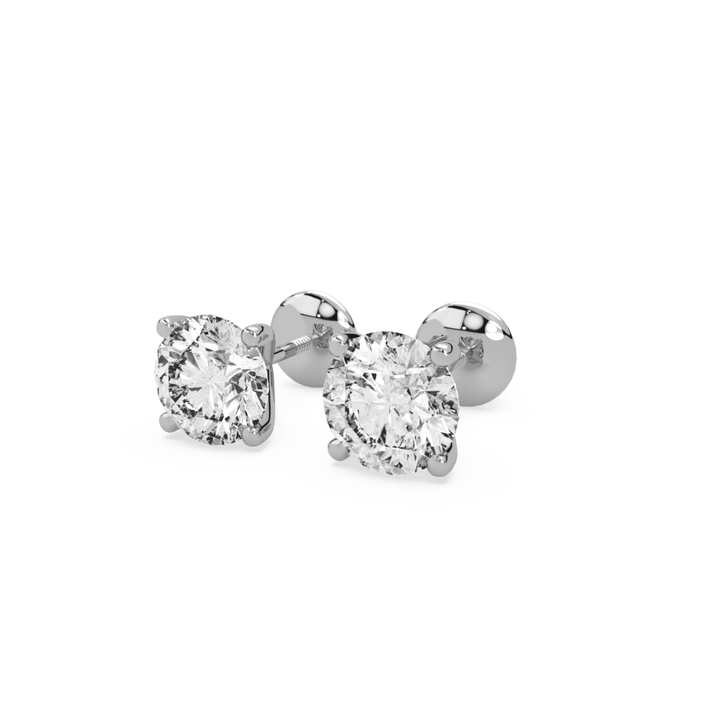 Slender Studs Gold and Diamond Earrings