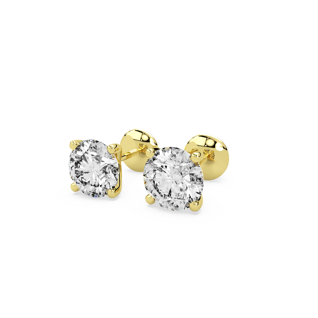 Slender Studs Gold and Diamond Earrings