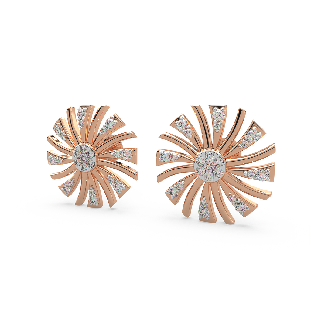 Artful N Abstract Gold and Diamond Earrings