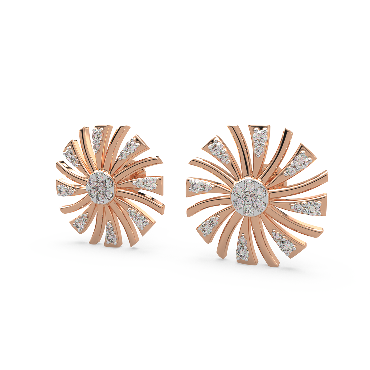 Artful N Abstract Gold and Diamond Earrings