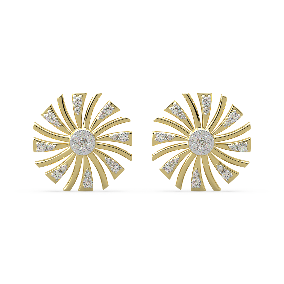 Artful N Abstract Gold and Diamond Earrings