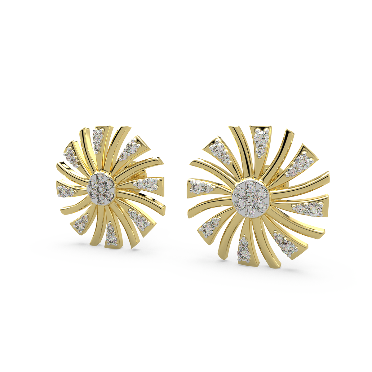 Artful N Abstract Gold and Diamond Earrings