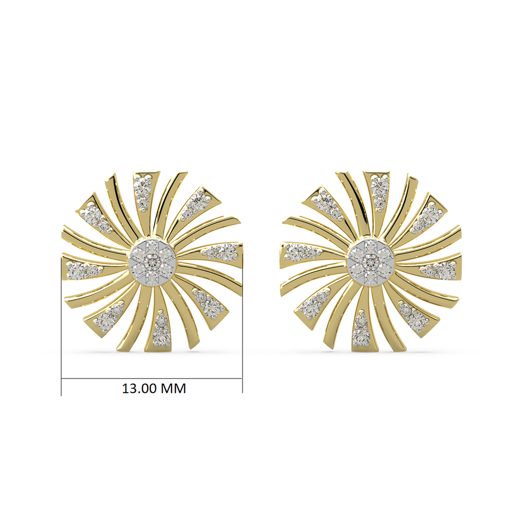 Artful N Abstract Gold and Diamond Earrings