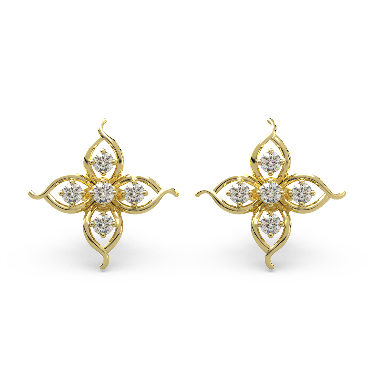 Impressionist Revolution Gold and Diamond Earrings