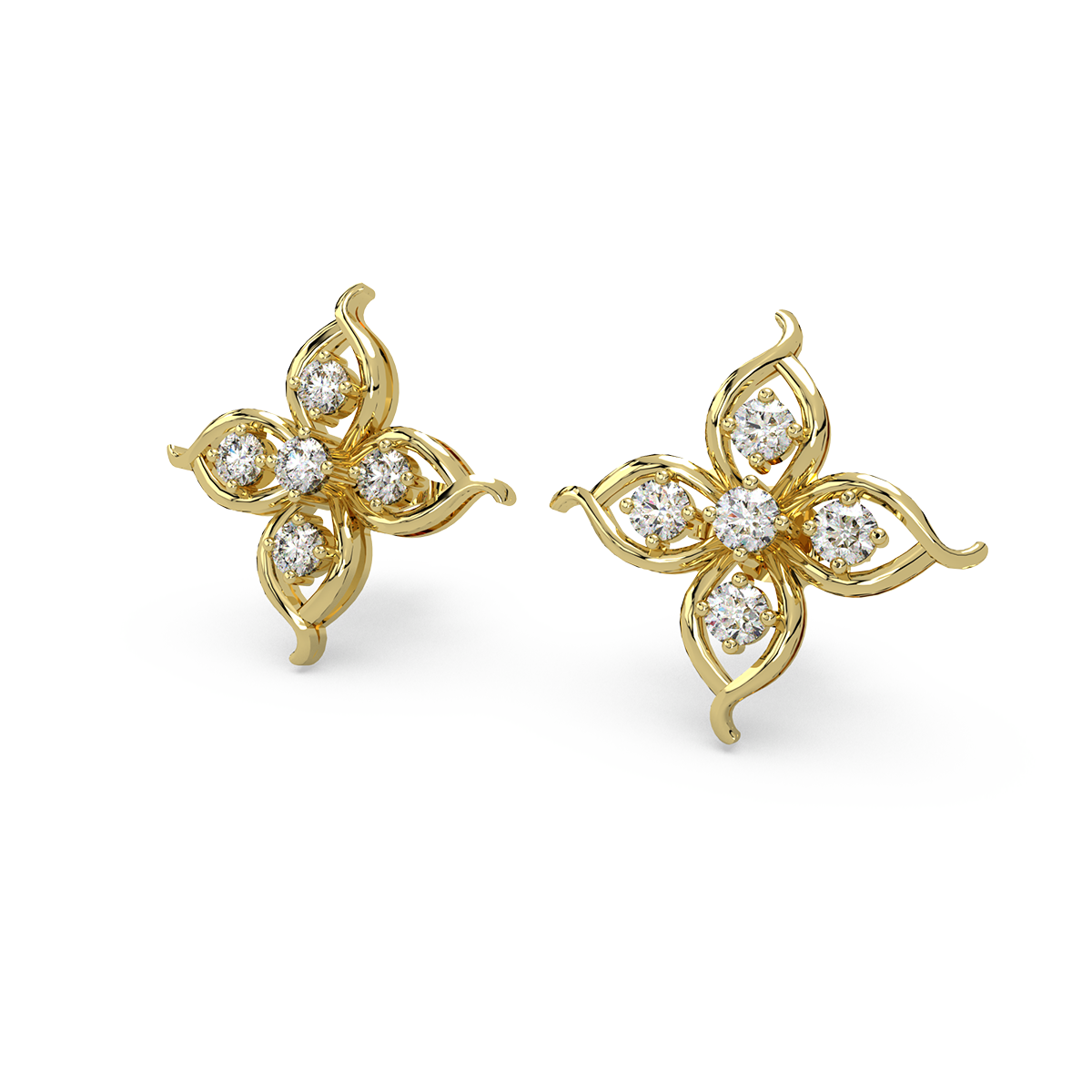 Impressionist Revolution Gold and Diamond Earrings