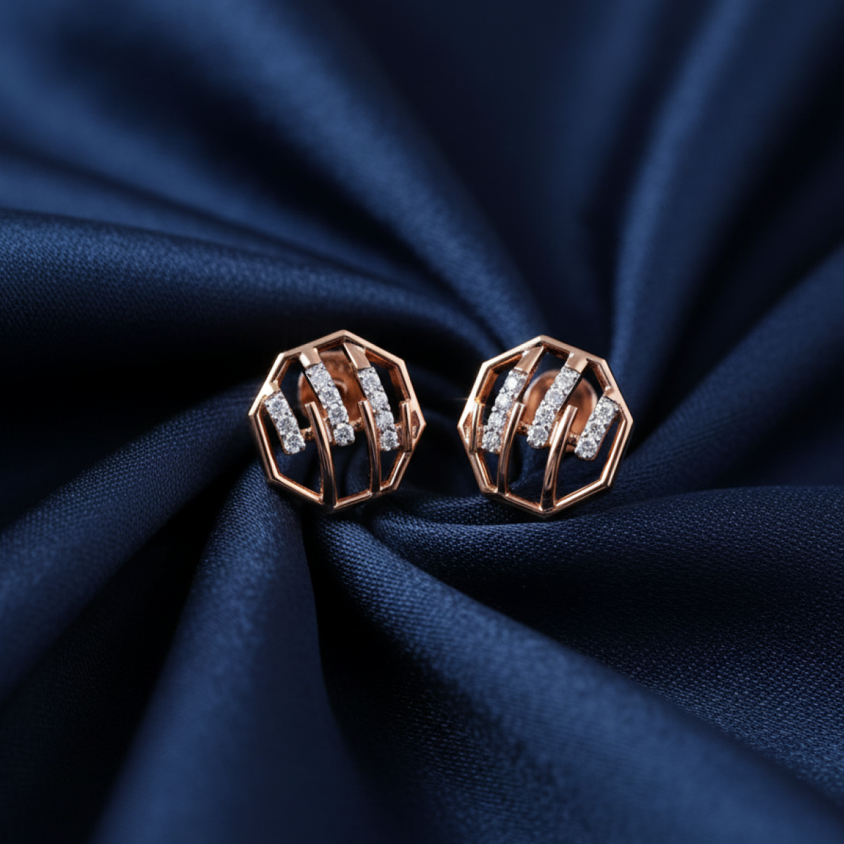Sculpted Stunner Gold and Diamond Earrings