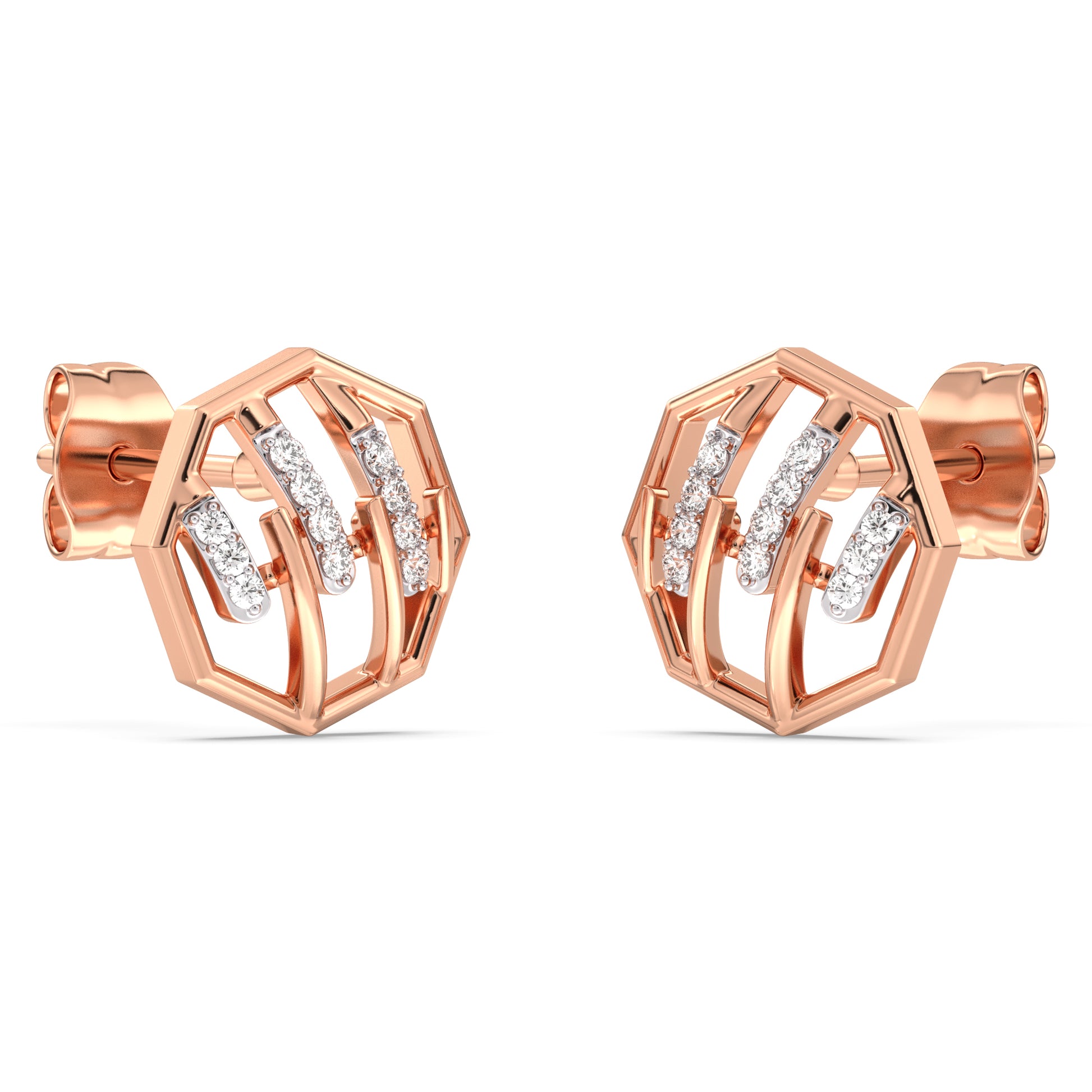 Sculpted Stunner Gold and Diamond Earrings