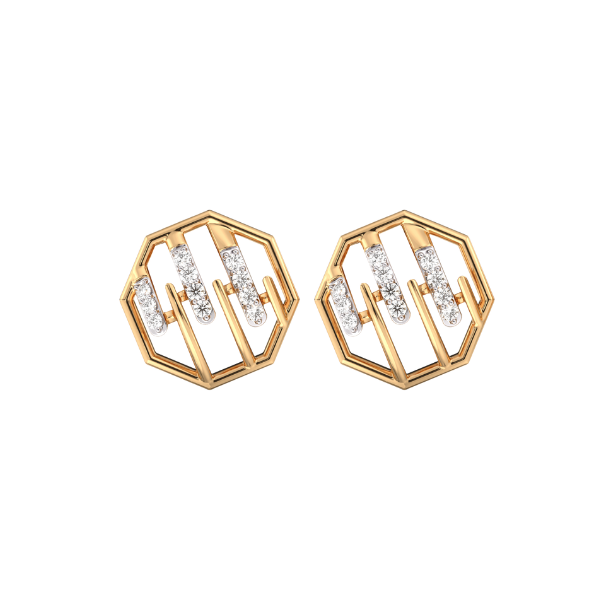 Sculpted Stunner Gold and Diamond Earrings