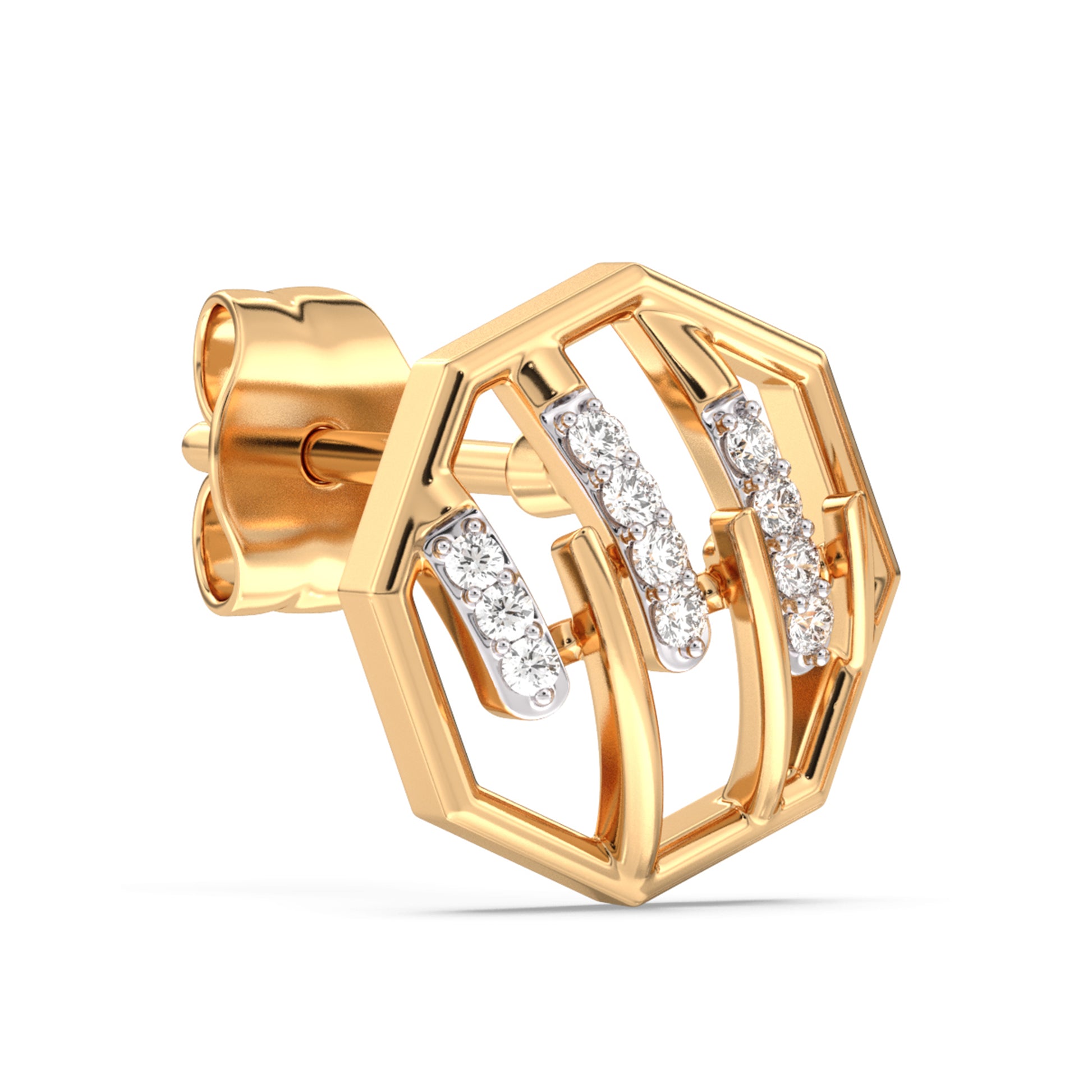 Sculpted Stunner Gold and Diamond Earrings