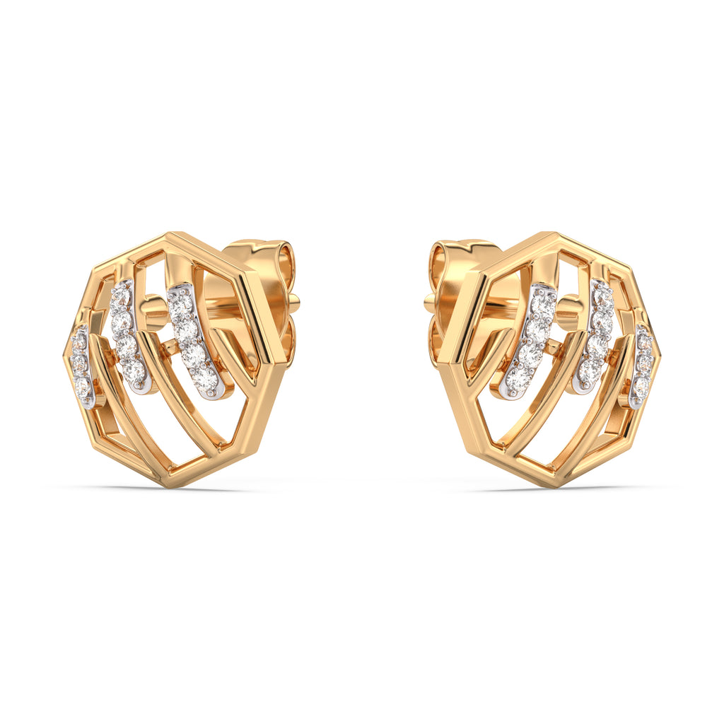Sculpted Stunner Gold and Diamond Earrings