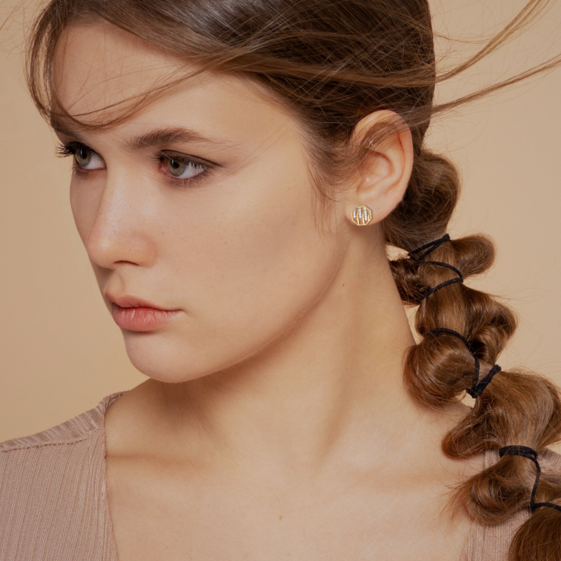 Sculpted Stunner Gold and Diamond Earrings