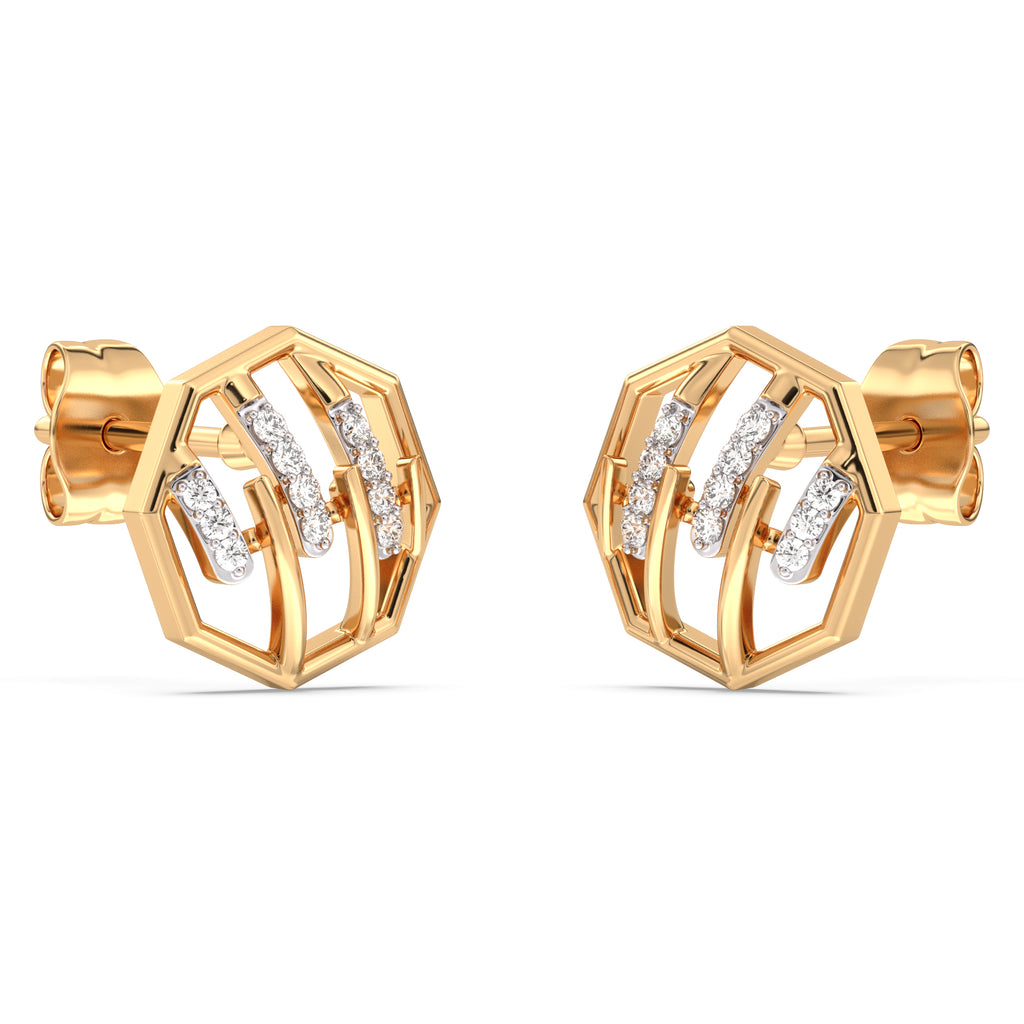 Sculpted Stunner Gold and Diamond Earrings
