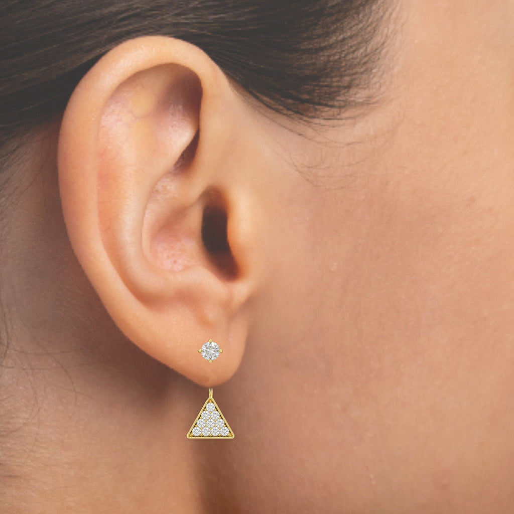 Mountain Glory Gold and Diamond Front Back Earrings