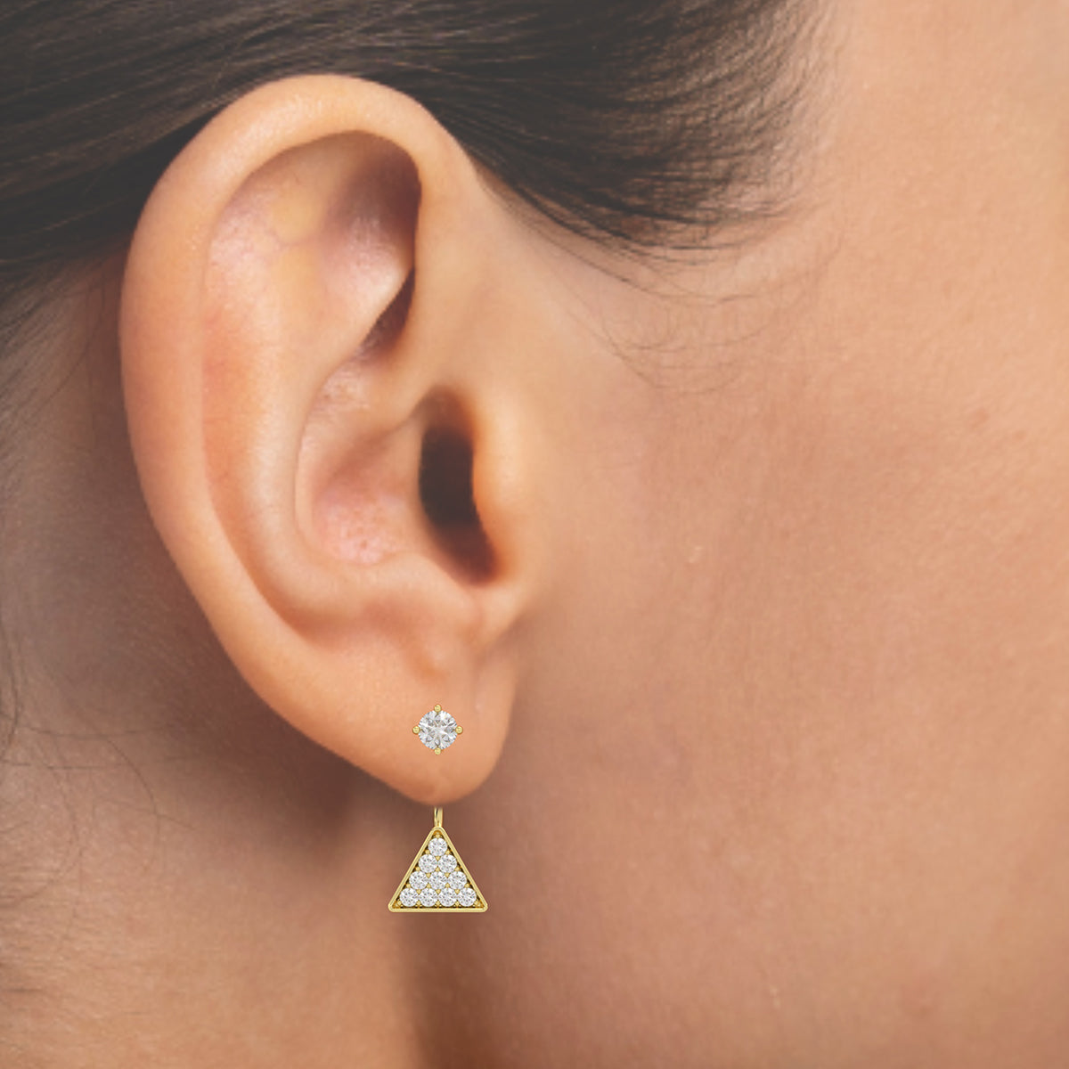 Mountain Glory Gold and Diamond Front Back Earrings