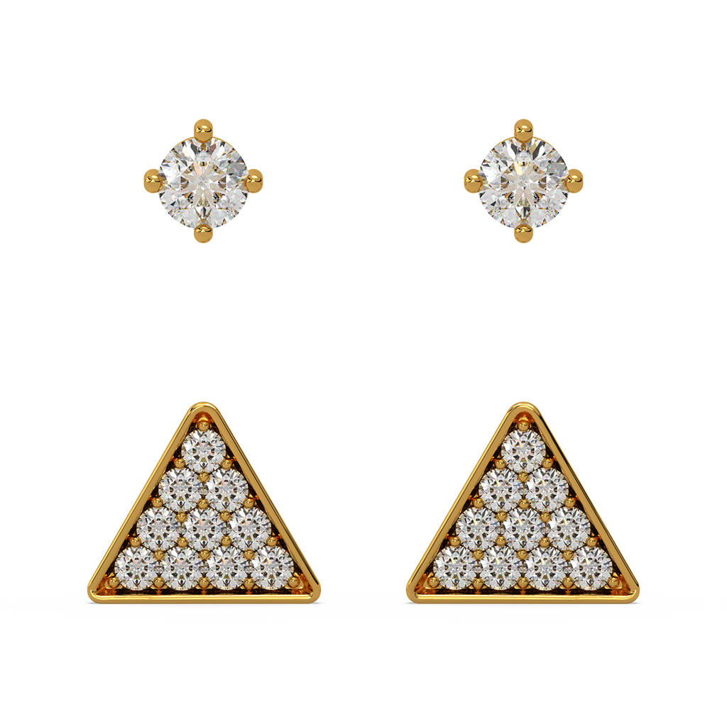 Mountain Glory Gold and Diamond Front Back Earrings