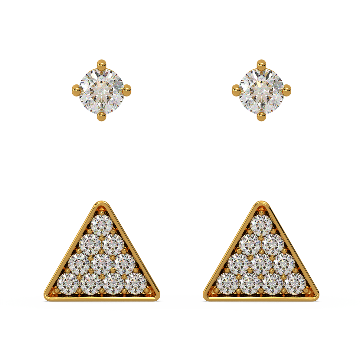 Mountain Glory Gold and Diamond Front Back Earrings