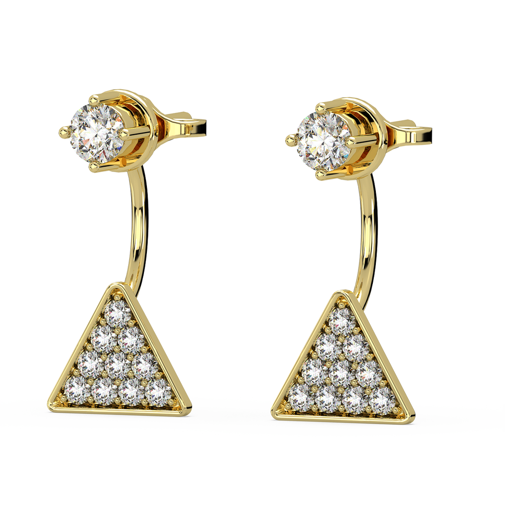 Mountain Glory Gold and Diamond Front Back Earrings