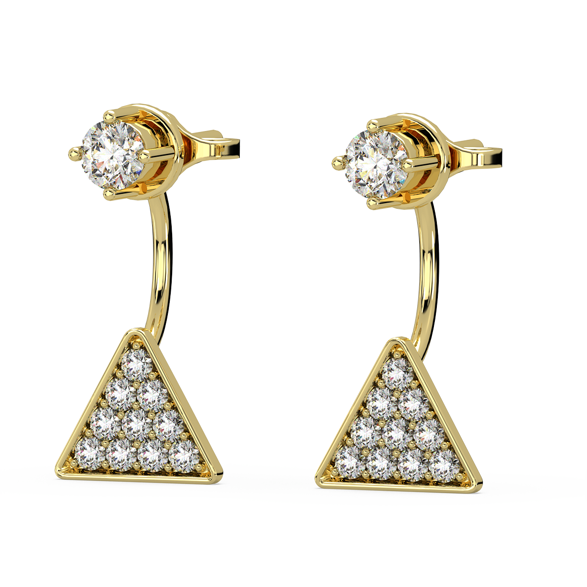 Mountain Glory Gold and Diamond Front Back Earrings