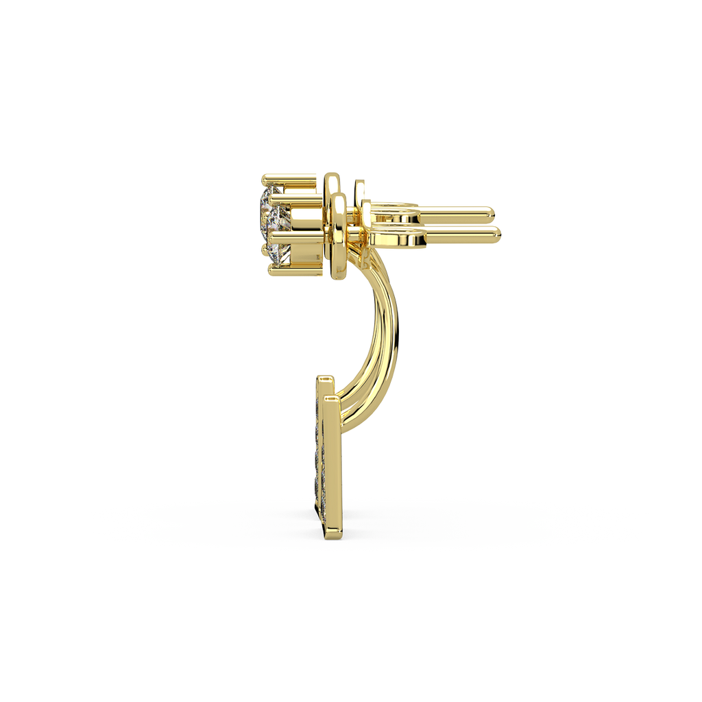 Mountain Glory Gold and Diamond Front Back Earrings