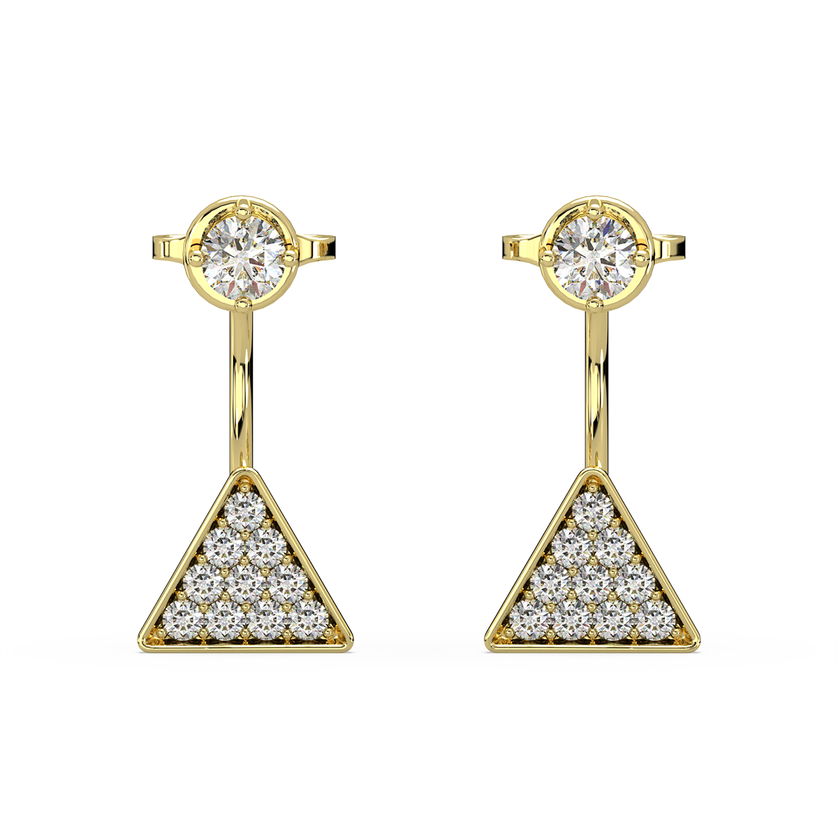 Mountain Glory Gold and Diamond Front Back Earrings